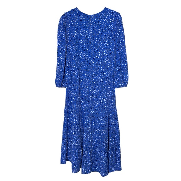 Zara Ruffle Long Sleeve Polka Dot Tiered A-Line Midi Dress Size M Bohemian Blue - Picture 3 of 15